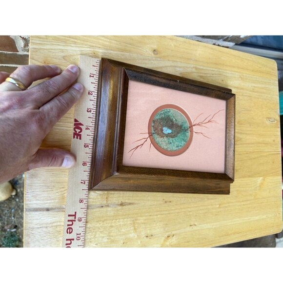 VTG Painting Birds Nest Eggs Matted Wood Frame Signed Stockstill 9" x 7" Texas - Picture 5 of 9
